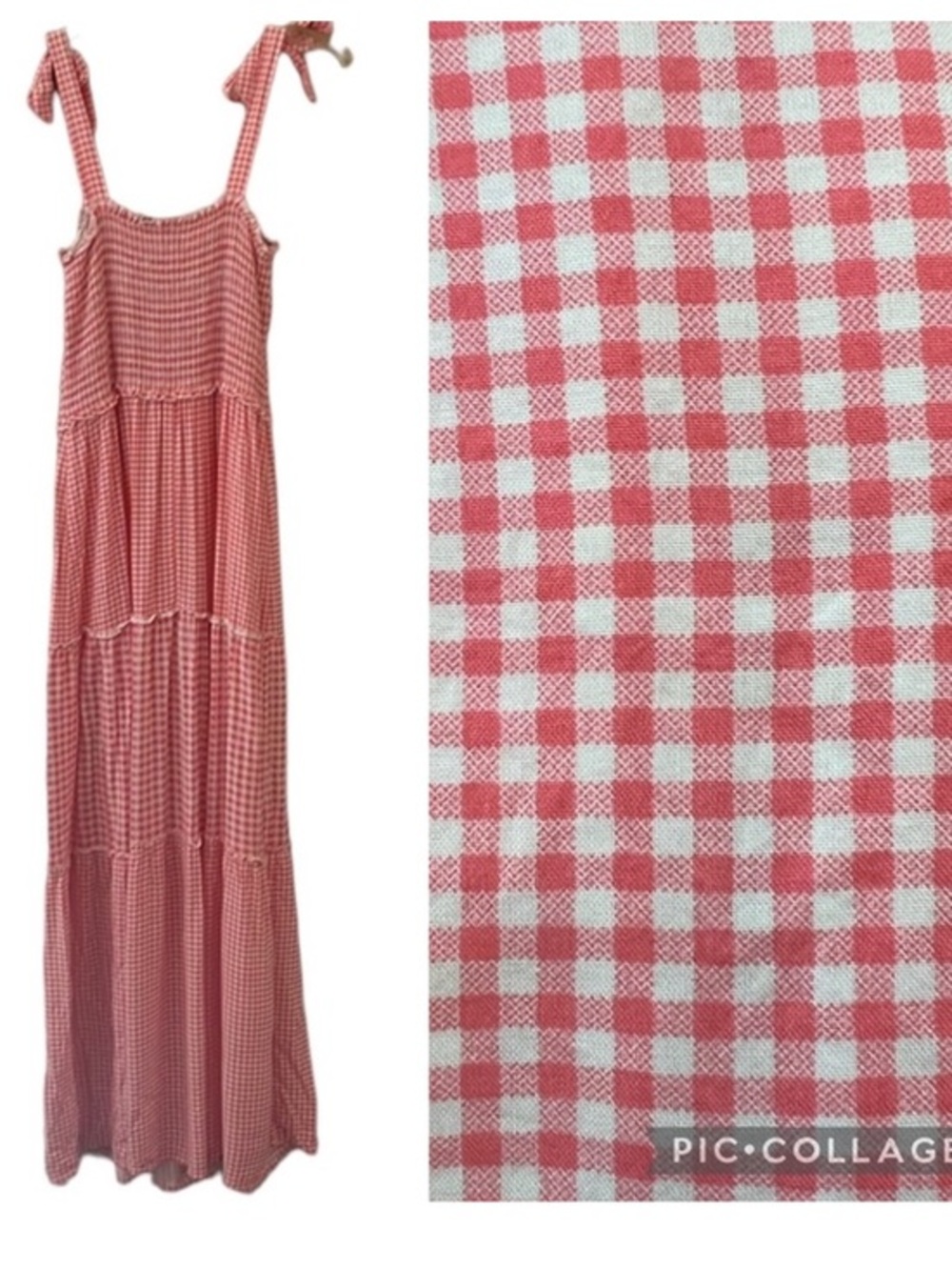 BeBop Be you be free gingham maxi dress Pink White Large